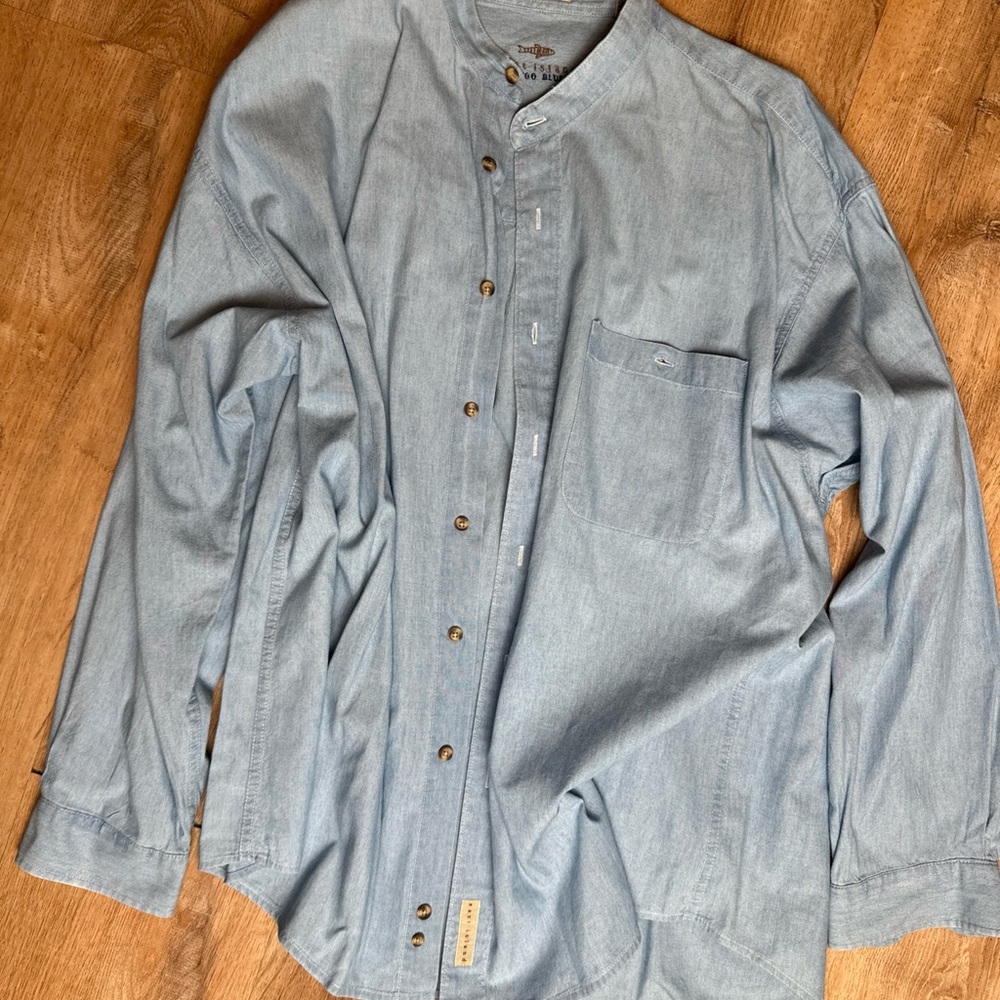 EAST ISLAND INDIGO BLUES Denim 4.5 Oz Chambray Shirt Blue SZ L 100% Cotton